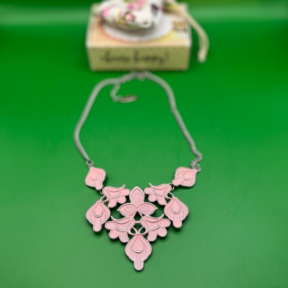 Retired PreOwned Plunder “Sue” Statement Necklace Soft Pink 18”-21” Box and Bag - Picture 12 of 16